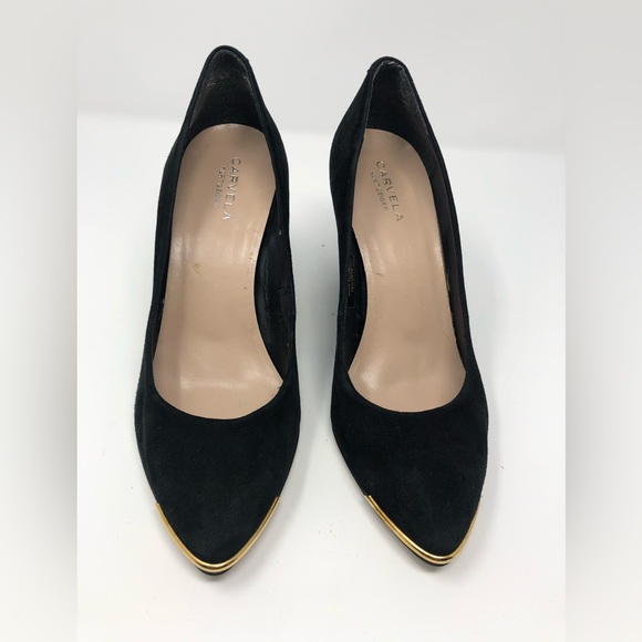 Carvela Women's Artisan Suede Wedged Shoes - Black gold tip size 8 - Picture 3 of 9